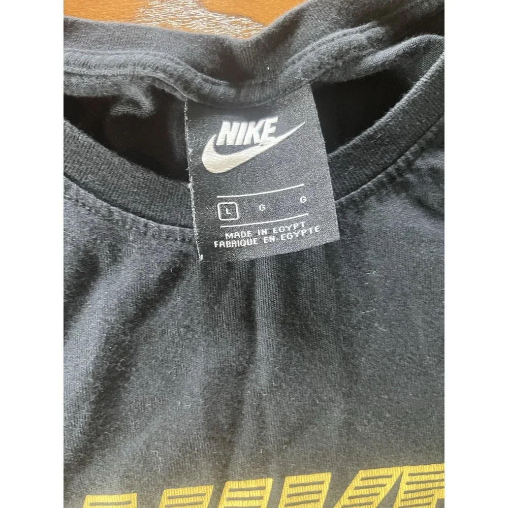 Nike Air Black T-Shirt Gold Striped Trim Track Shirt Top L BV3068-010